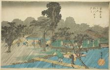 Evening Shower at the Bank of Tadasu River (Tadasugawara no yudachi), from the series..., c. 1834. Creator: Ando Hiroshige