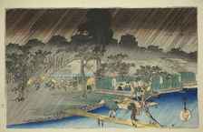 Evening Shower at the Bank of Tadasu River (Tadasugawara no yudachi), from the series..., c. 1834. Creator: Ando Hiroshige