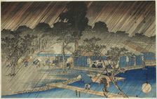 Evening Shower at the Bank of Tadasu River (Tadasugawara no yudachi), from the series..., c. 1834. Creator: Ando Hiroshige