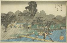 Evening Shower at the Bank of Tadasu River (Tadasugawara no yudachi), from the series..., c. 1834. Creator: Ando Hiroshige