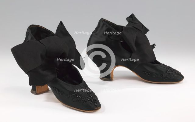 Evening shoes, French, 1875-85. Creator: Unknown.