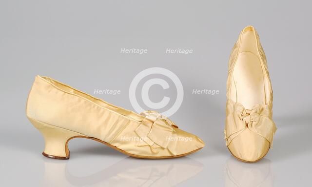 Evening shoes, French, 1880-90. Creator: J Ferry.