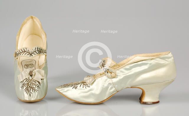 Evening shoes, French, ca. 1895. Creator: L Perchellet.