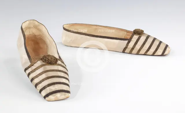 Evening slippers, British, 1840-49. Creator: Gundry & Sons.