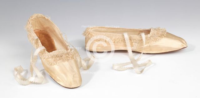 Evening slippers, British, 1845-65. Creator: Hobbs.