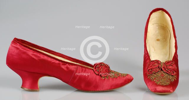 Evening slippers, French, 1875-85. Creator: Unknown.