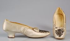 Evening slippers, French, 1875-85. Creator: Unknown