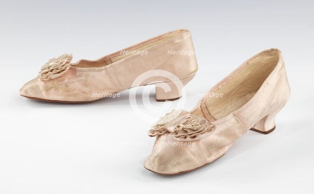 Evening slippers, probably American, 1855-65. Creator: Hing Sheng Boot and Shoe Maker.