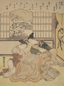 Evening Snow on Matsuchi Hilll, from the series Eight Fashionable Views of Edo (Fur..., ca. 1765-70. Creator: Suzuki Harunobu