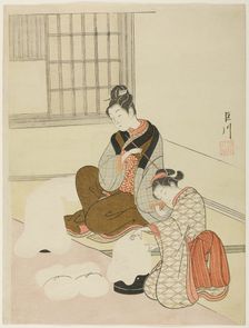 Evening Snow on a Floss Shaper (Nurioke no bosetsu), from the series "Eight Views of the...c. 1766. Creator: Suzuki Harunobu