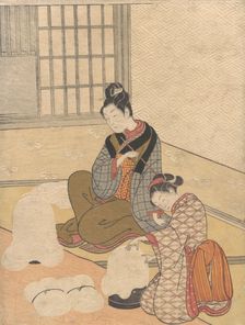 Evening Snow on the Nurioke, from the series Eight Parlor Views, ca. 1766., ca. 1766. Creator: Suzuki Harunobu