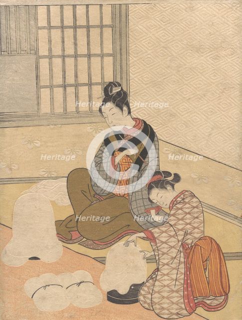 Evening Snow on the Nurioke, from the series Eight Parlor Views, ca. 1766., ca. 1766. Creator: Suzuki Harunobu.