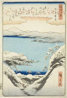 Evening Snow at Hira (Hira bosetsu), from the series "Eight Views of Omi (Omi hakkei)", 1857. Creator: Ando Hiroshige