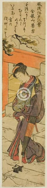 Evening Snow at Kinryuzan Temple (Kinryuzan no bosetsu), from the series "Eight..., c. 1778. Creator: Torii Kiyonaga.