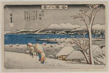 Evening Snow at Uchikawa (from the series Eight Views of Kanazawa), mid 1830s. Creator: Ando Hiroshige (Japanese, 1797-1858)