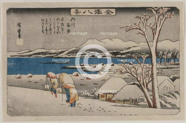 Evening Snow at Uchikawa (from the series Eight Views of Kanazawa), mid 1830s. Creator: Ando Hiroshige (Japanese, 1797-1858).