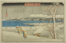 Evening Snow at Uchikawa (Uchikawa bosetsu), from the series "Eight Views of...", c. 1835/36. Creator: Ando Hiroshige