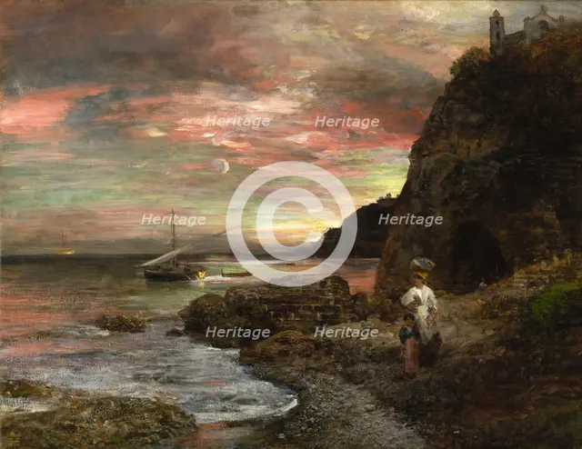 Evening Sun at Posillipo. Artist: Achenbach, Oswald (1827-1905)