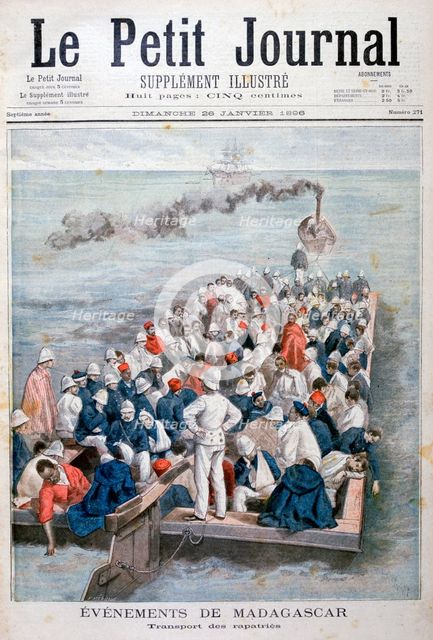 Events in Madagascar: the repatriation of French troops, 1896. Creator: F Meaulle.