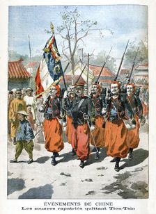 Events in China, French troops departing Tien-Tsin, 1901