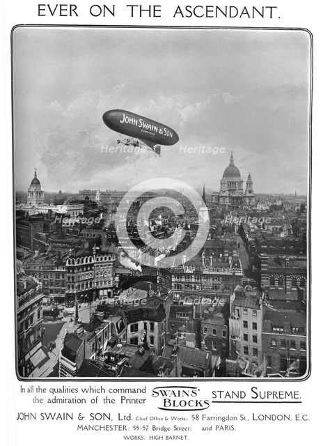 'Ever on the Ascendant - John Swain & Son, Ltd. adverrtisement', 1909. Creator: Unknown.