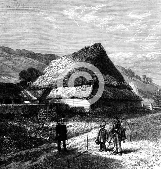 Evershed's Rough, near Dorking, with cross cut in turf where Bishop Wilberforce lost his life, 1873. Creator: Unknown.