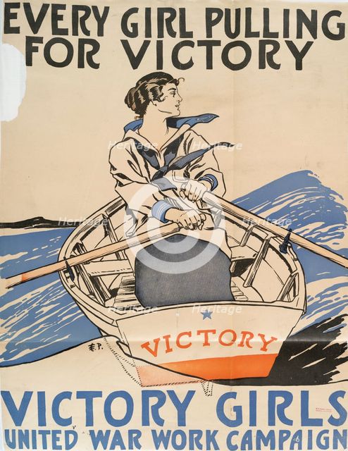 Every Girl Pulling for Victory, Victory Girls United War Work Campaign, c1918. Creator: Edward Penfield.