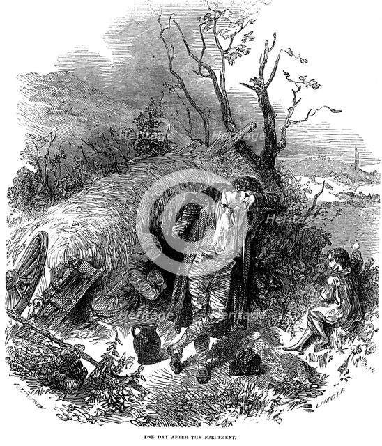 Evicted Irish peasant family, 1848. Artist: Unknown