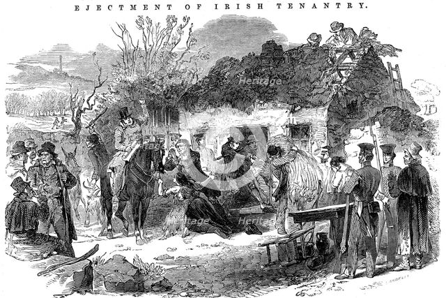 Evicted Irish peasant family, 1848. Artist: Unknown
