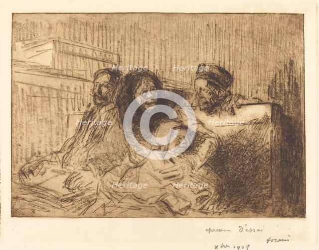 Evidence at the Hearing (second plate), 1908. Creator: Jean Louis Forain.