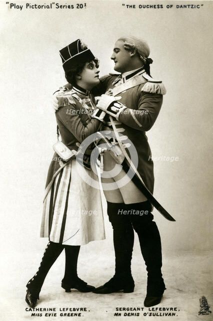 Evie Greene and Denis O'Sullivan in a scene from The Duchess of Dantzig, early 20th century.Artist: Raphael Tuck & Sons