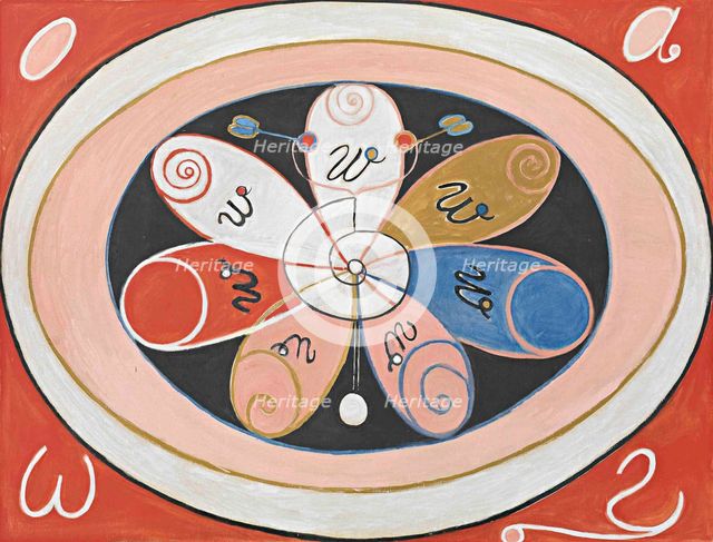 Evolution, No. 15, Group IV, The Seven-pointed Stars , 1908. Creator: Hilma af Klint (1862-1944).