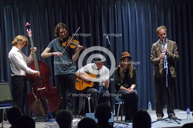 Ewan Bleach, D O'Brien, T Gould, JM Fagon and LJones, Watermill Jazz Club, Dorking, Surrey, 2015. Artist: Brian O'Connor.