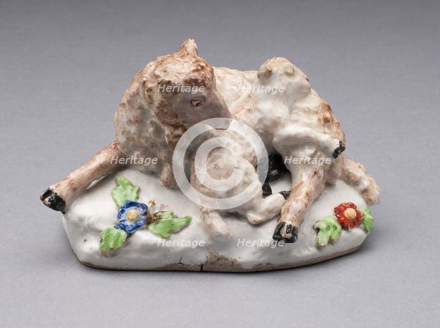 Ewe and Lamb, Bow, 1752/54. Creator: Bow Porcelain Factory.
