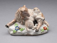 Ewe and Lamb, Bow, 1752/54. Creator: Bow Porcelain Factory