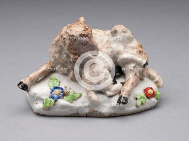 Ewe and Lamb, Bow, 1752/54. Creator: Bow Porcelain Factory.