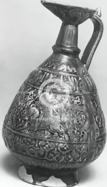 Ewer with Molded Inscriptions and Figures on Horseback, Iran, last quarter 11th-12th century. Creator: Unknown.
