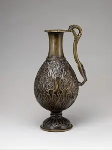 Ewer with a Feline-Shaped Handle, Iran, 7th century. Creator: Unknown