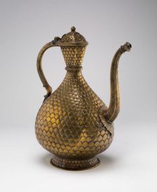 Ewer with Engraved Fish Scale Pattern, Inscribed in Persian with the name..., Early 18th cent. Creator: Unknown