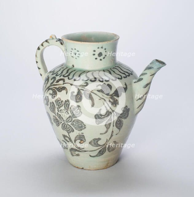 Ewer with Peonies and Scrolling Leaves, Korea, Goryeo dynasty (918-1392), early 12th century. Creator: Unknown.