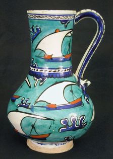 Ewer with Sailing-Ship Design, Turkey, early 17th century. Creator: Unknown