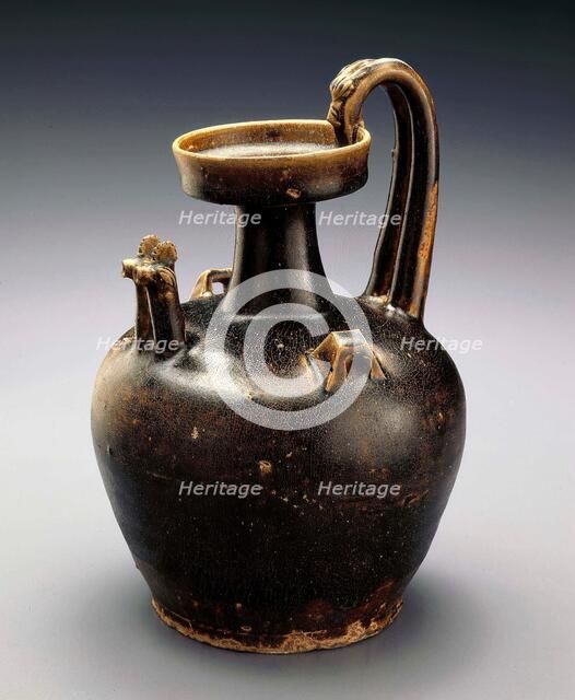 Ewer with twin chicken-head spouts and dragon handle, 317-420. Creator: Unknown.