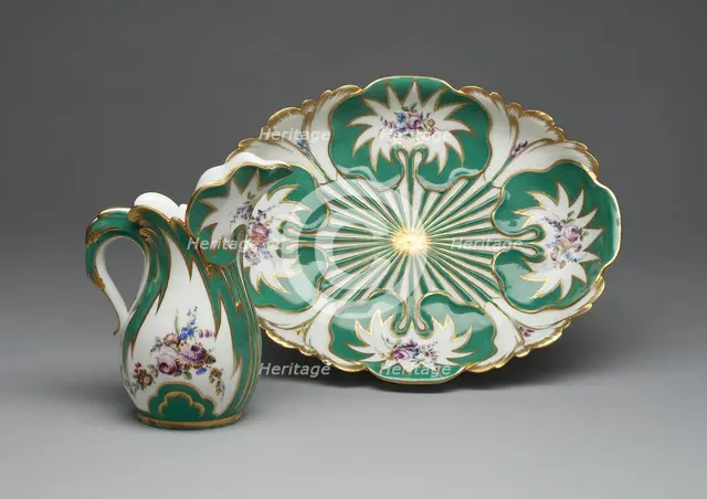 Ewer and Basin (Pot a l'Eau et jatte Feuille d'Eau), Sèvres, 1756/60. Creators: Sèvres Porcelain Manufactory, Jean-Claude Deplessis.