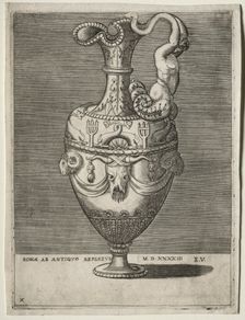 Ewer Ornamented with Dolphins, 1543. Creator: Enea Vico (Italian, 1523-1567)