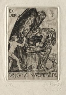Ex Libris Dr. Kuno Waehmer, 1910. Creator: Max Klinger (German, 1857-1920)