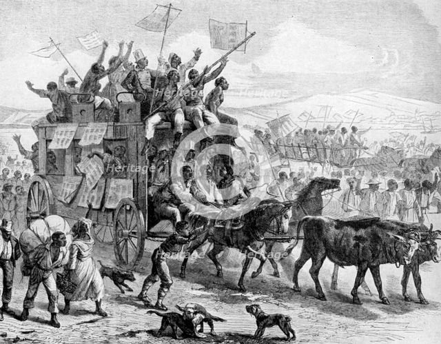 Ex-slaves parading with liberation manifestos, American Civil War, 1861-1865 (1951). Artist: Unknown
