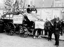 Ex-suffragette prisoners, advertise a protest meeting to be held outside Holloway Gaol, 1908