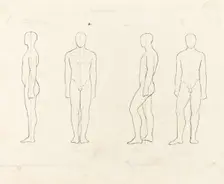 Extent of Motion, Front and Side View Equipoised, Supported on One Leg, published 1829. Creator: George Scharf