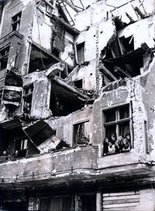 Extensive damage to occupied Berlin flats, Germany, 27 August 1945. Creator: Unknown