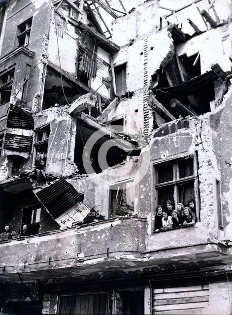 Extensive damage to occupied Berlin flats, Germany, 27 August 1945. Creator: Unknown.